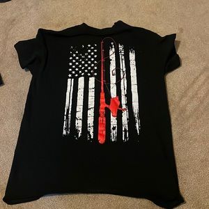 American flag and fishing pole shirt